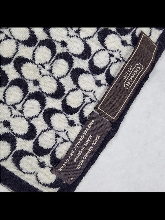 Coach Accessories - Coach Vintage cream and black monogram wool winter scarf